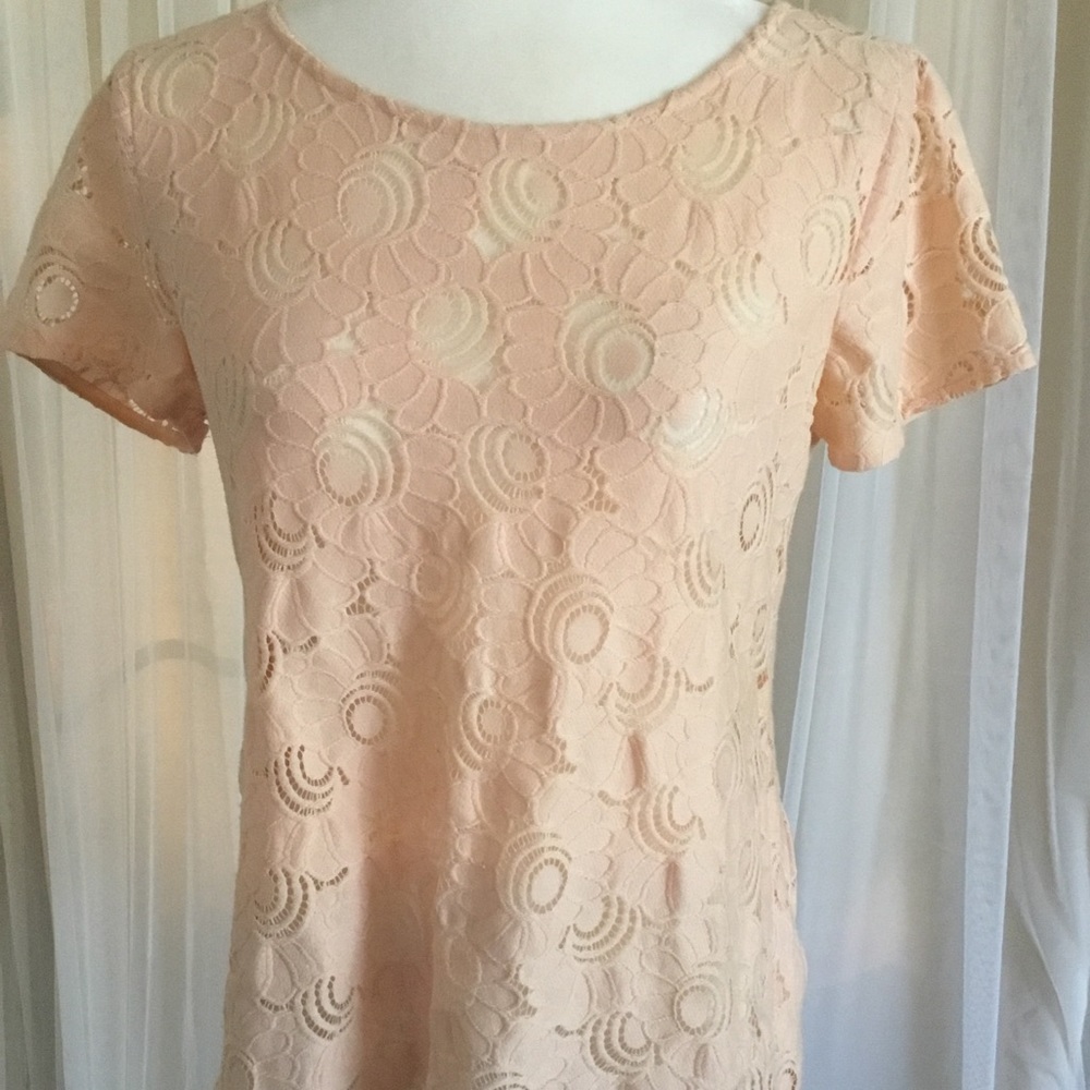 LOFT Peachy-Pink lace top, XS